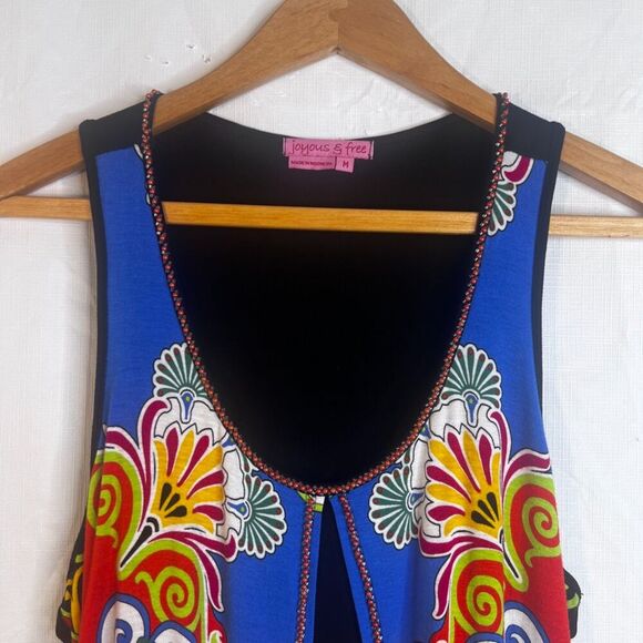 Joyous & Free Dress Sleeveless Beaded Patterned Attached Vest Size Medium - Picture 3 of 11